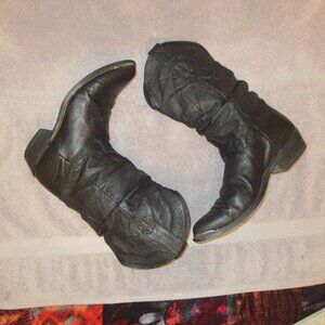 Dingo Mens Leather Slouch Boots Size 8.5 EW Leather Silver Toe Cowboy Western